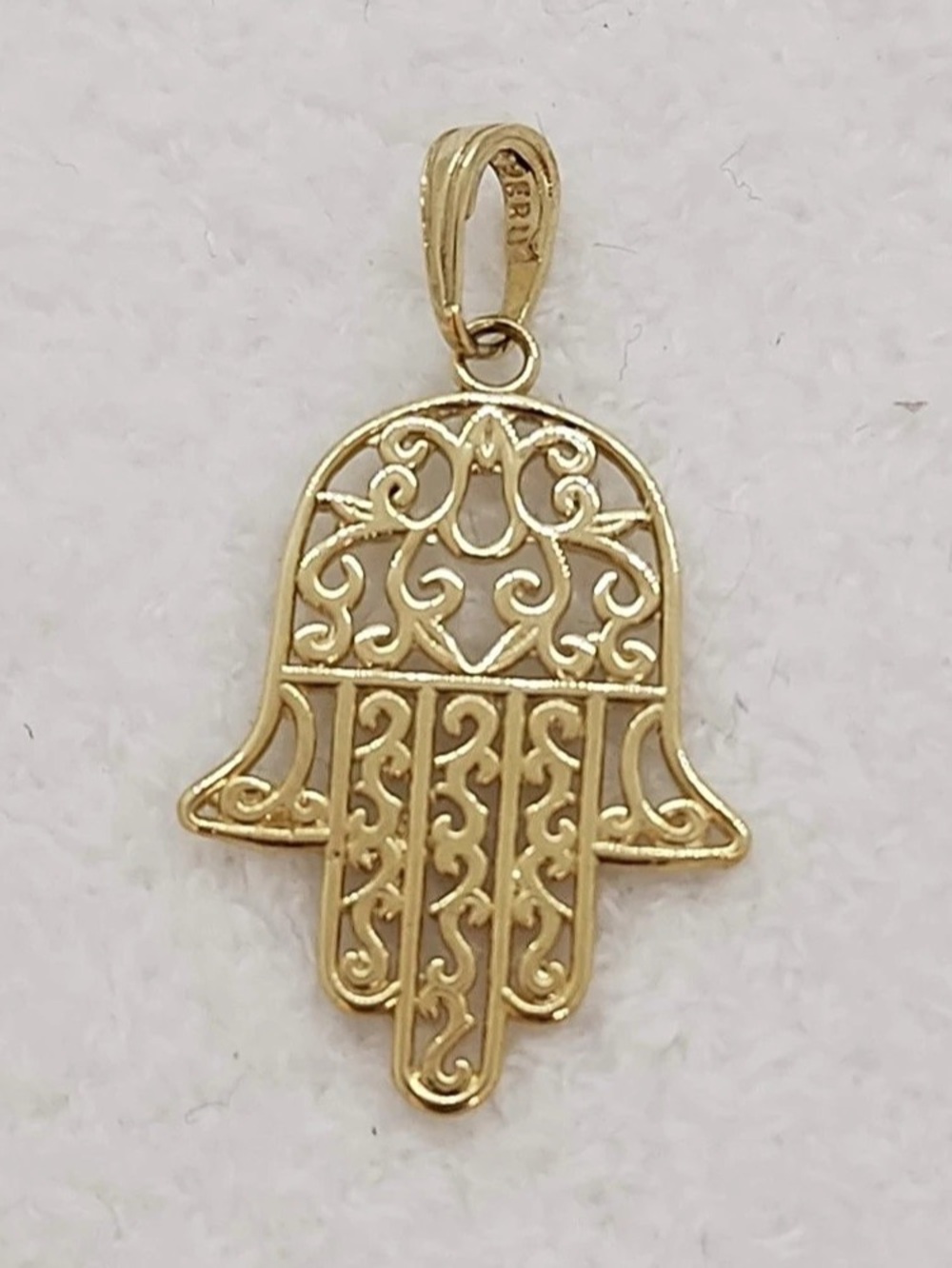 14k Gold Plated Hamsa Hand Pendant